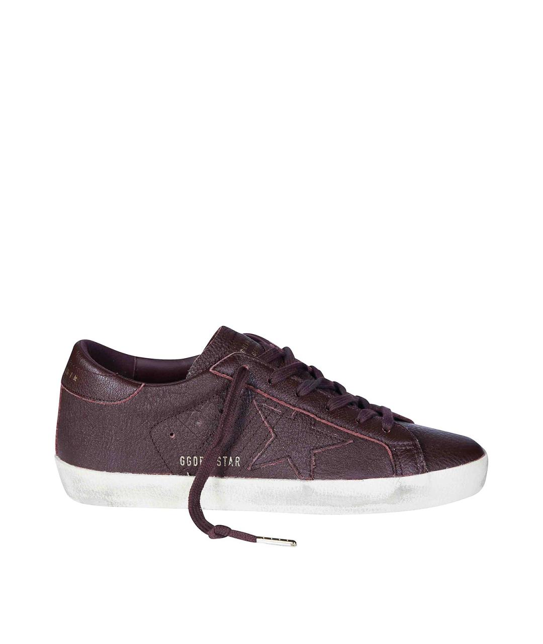 GOLDEN GOOSE Бордовые кожаные кеды, фото 1