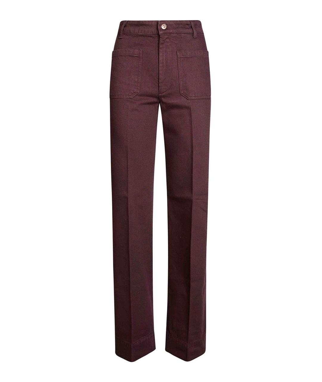 VICTORIA BECKHAM Бордовые хлопковые прямые джинсы, фото 1