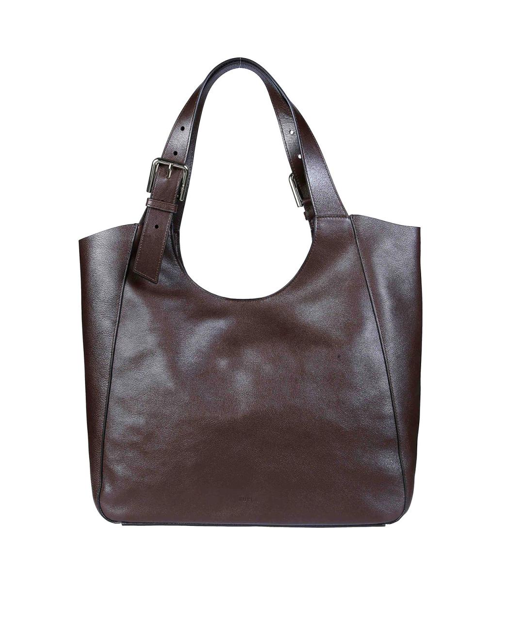 FURLA Коричневая кожаная сумка тоут, фото 1