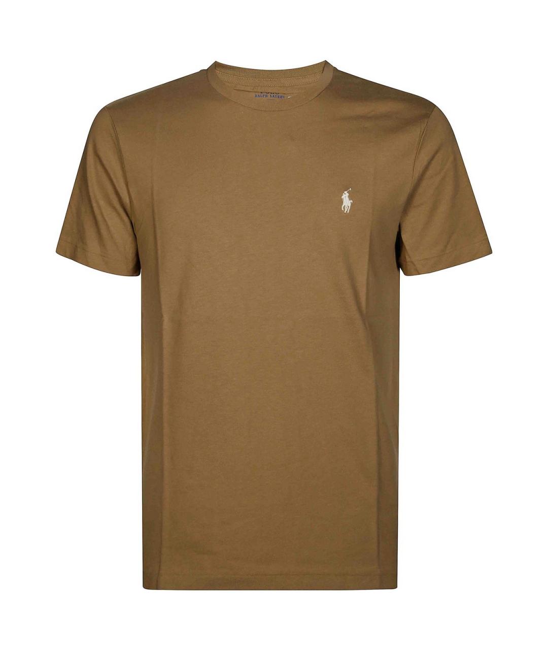 POLO RALPH LAUREN Коричневая хлопковая футболка, фото 1