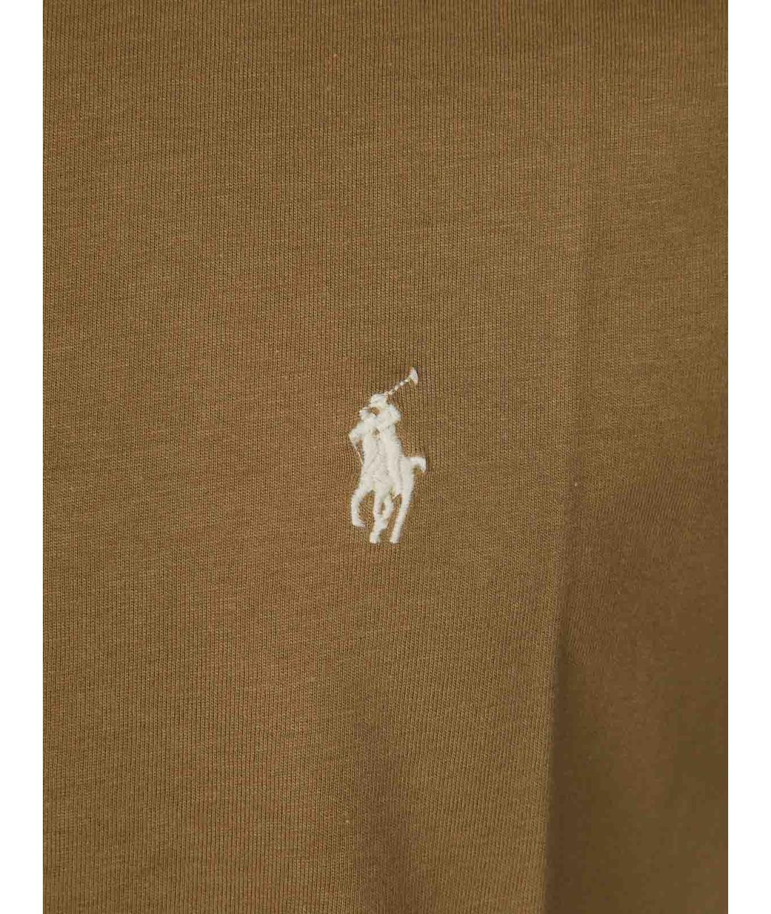 POLO RALPH LAUREN Коричневая хлопковая футболка, фото 3