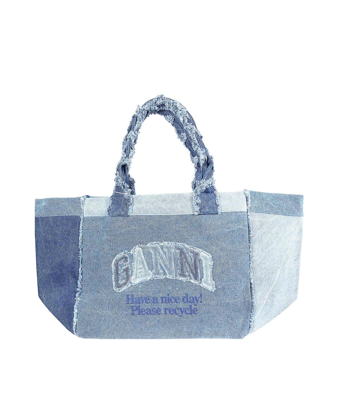 GANNI Синяя тканевая сумка тоут, фото 1