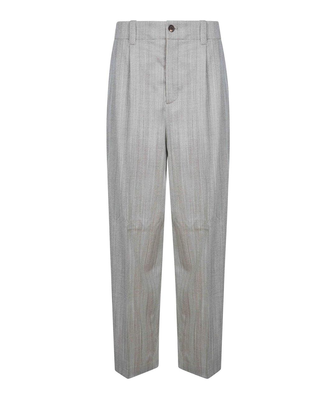 GOLDEN GOOSE Серые шерстяные классические брюки, фото 1
