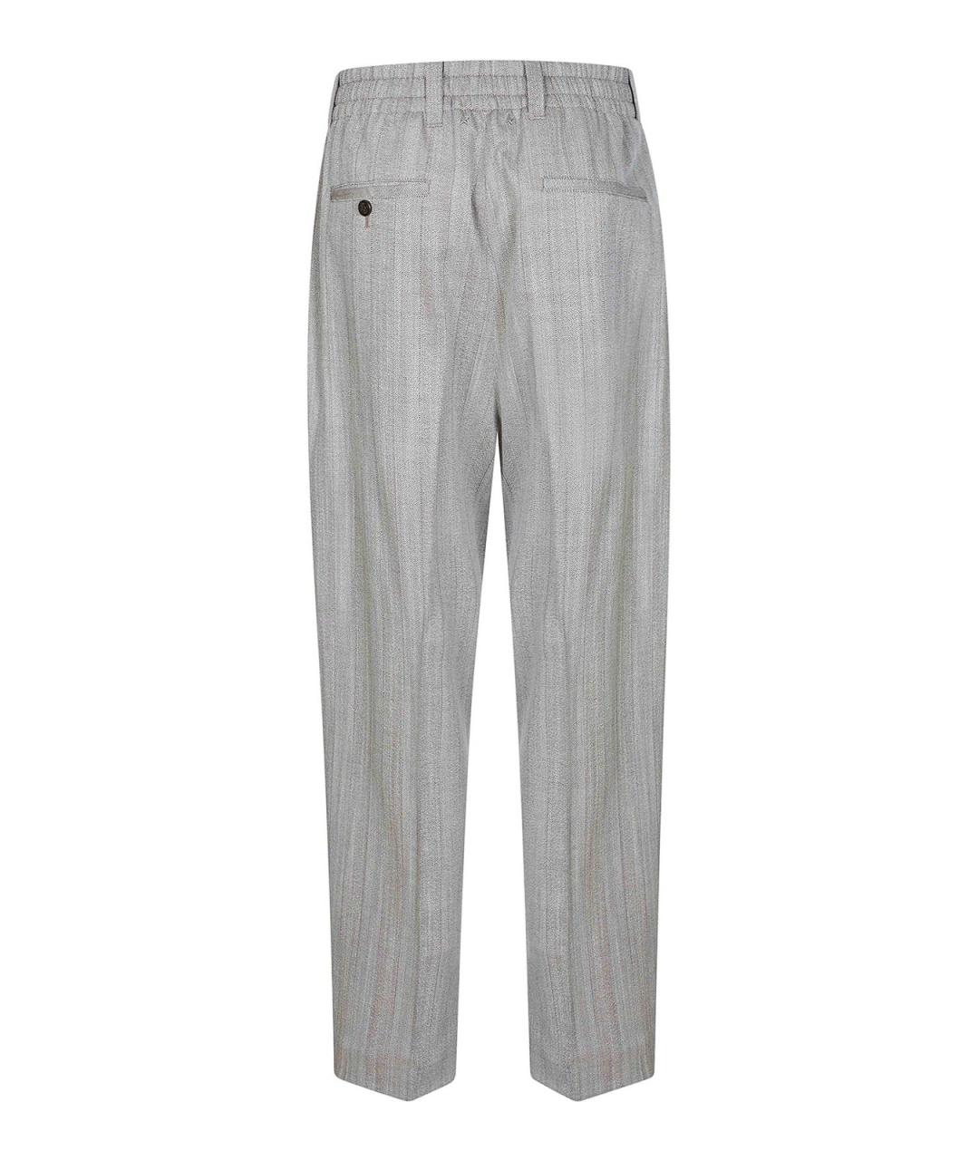 GOLDEN GOOSE Серые шерстяные классические брюки, фото 2