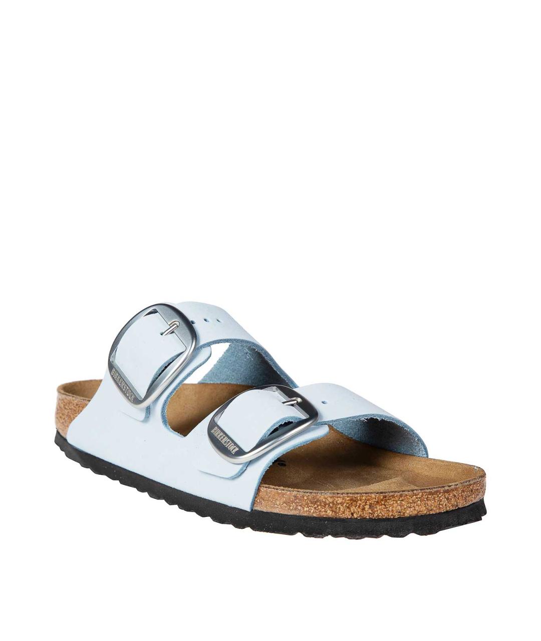 BIRKENSTOCK Голубые кожаные шлепанцы, фото 2