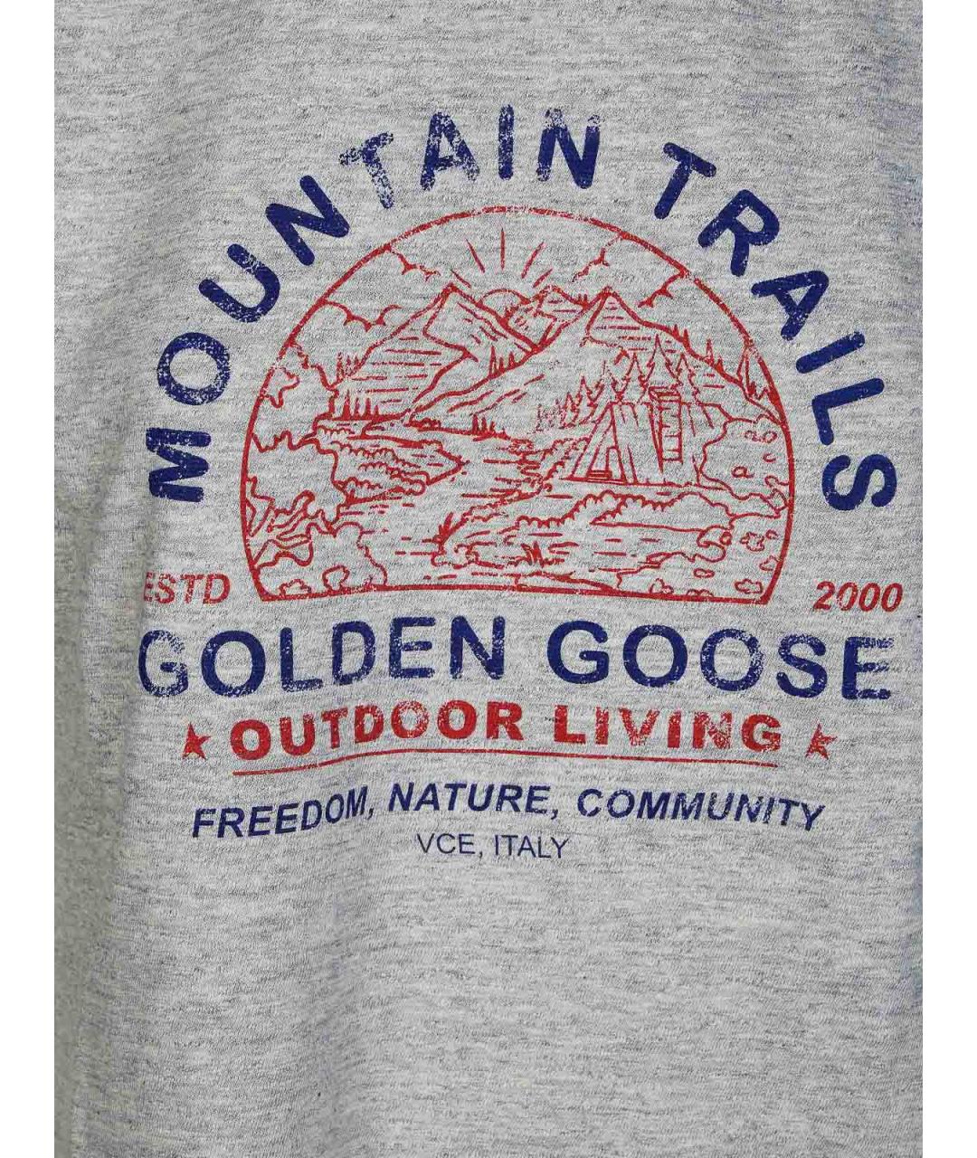 GOLDEN GOOSE Серая хлопковая футболка, фото 3