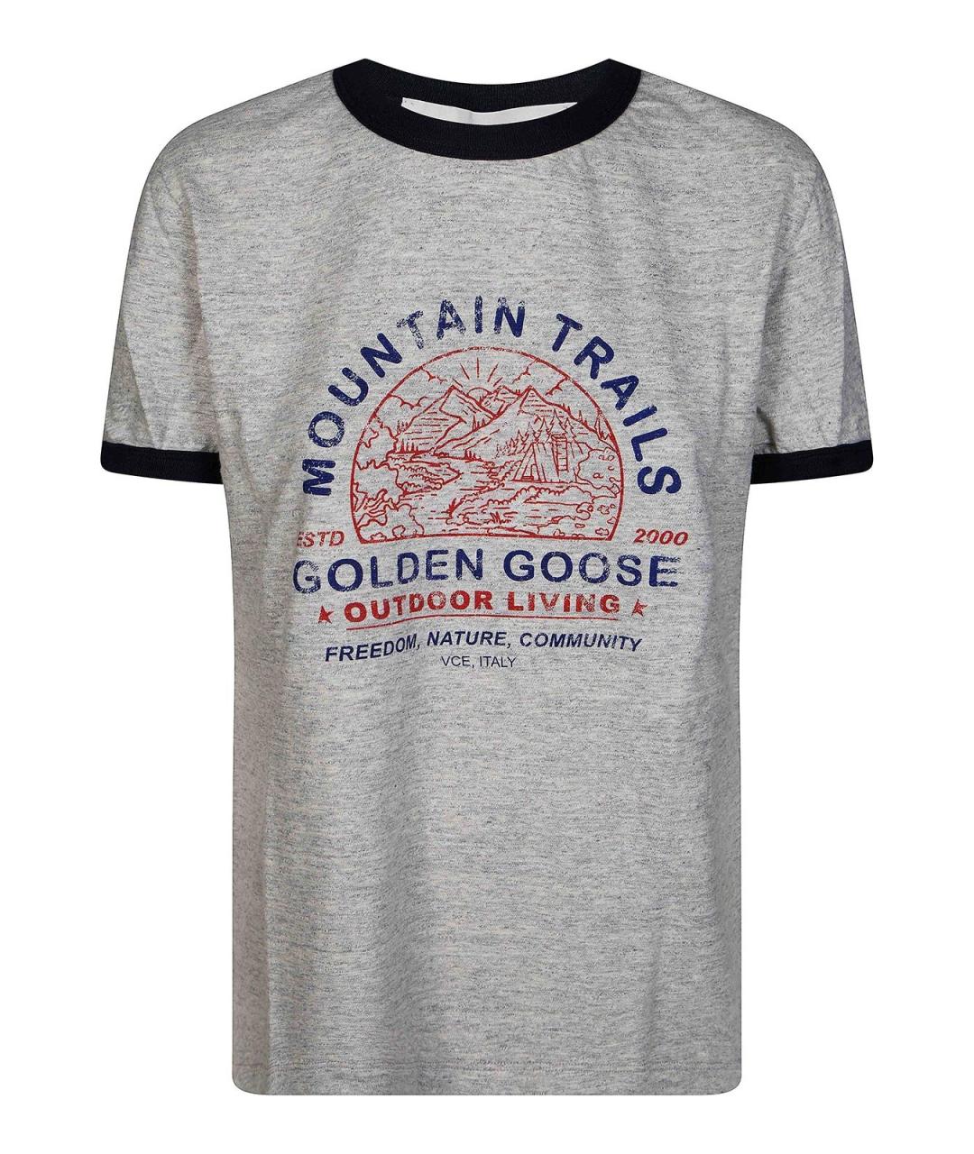 GOLDEN GOOSE Серая хлопковая футболка, фото 1