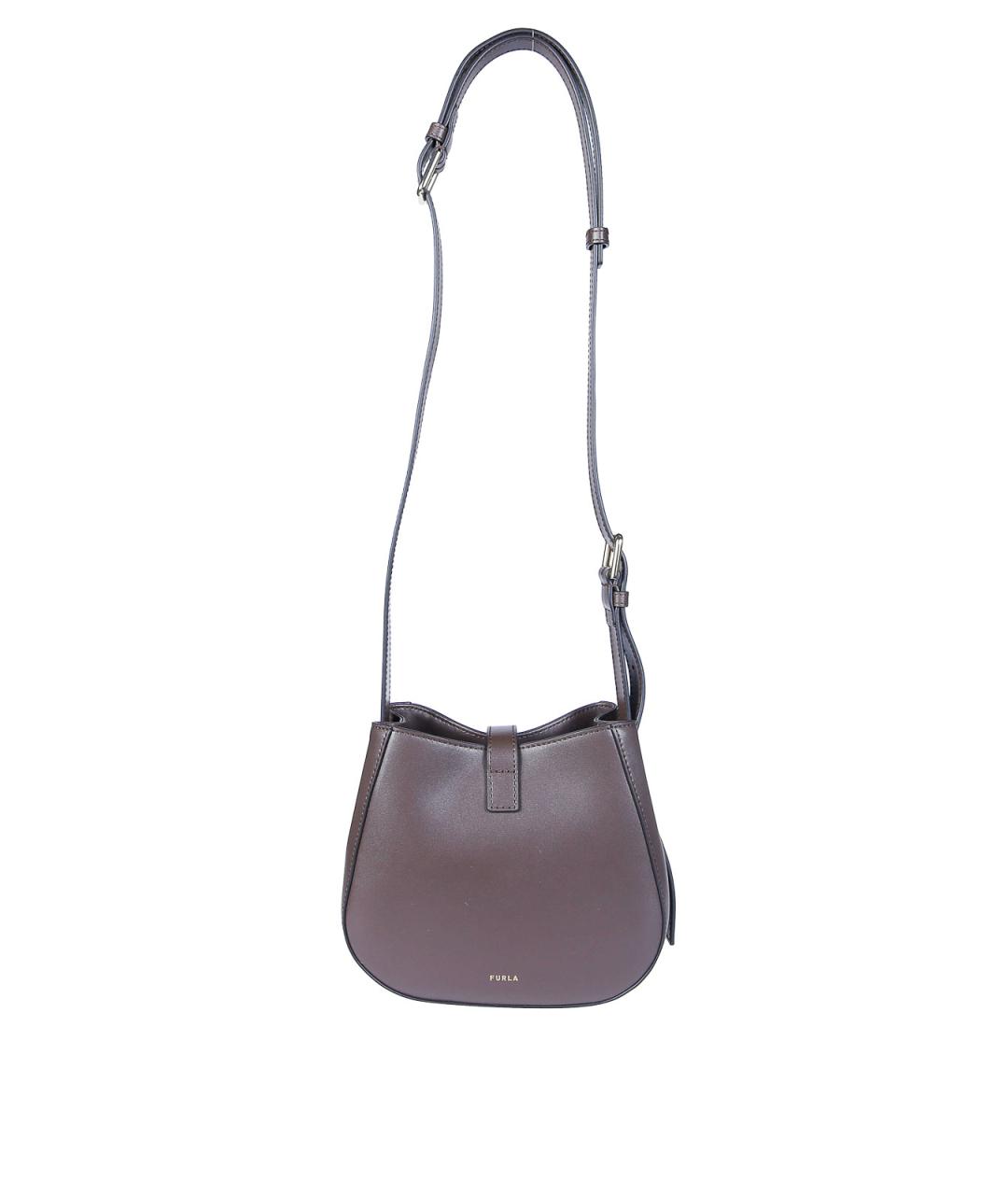 FURLA Коричневая кожаная сумка через плечо, фото 3