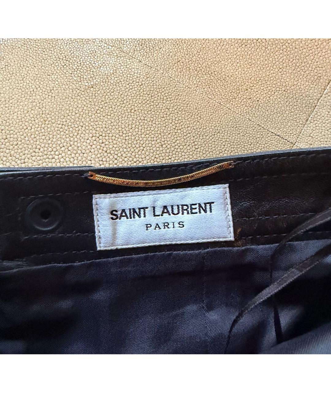 SAINT LAURENT Черная кожаная юбка мини, фото 3