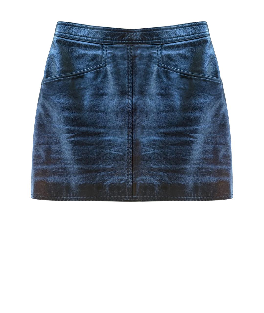 SAINT LAURENT Черная кожаная юбка мини, фото 1