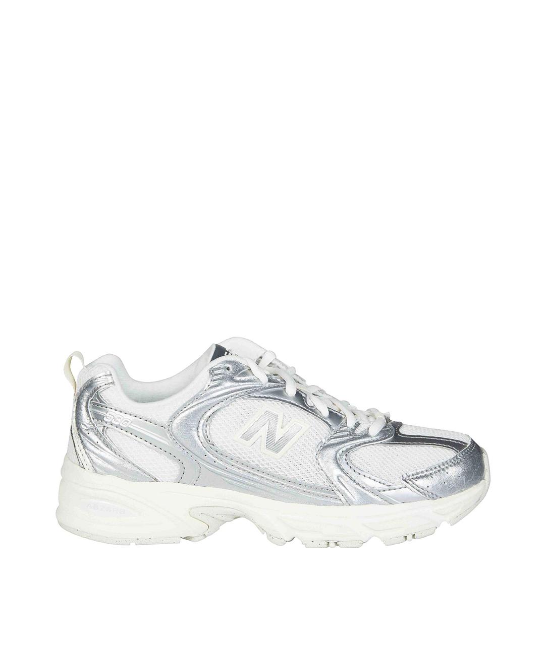 NEW BALANCE Серебряные текстильные кроссовки, фото 1