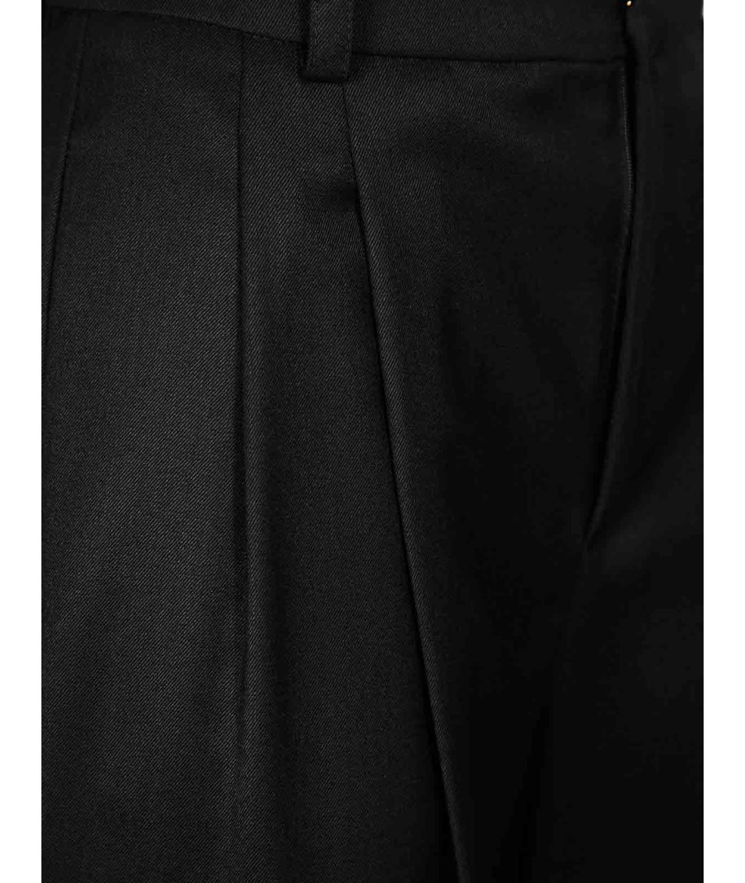 ELISABETTA FRANCHI Черные шерстяные прямые брюки, фото 3