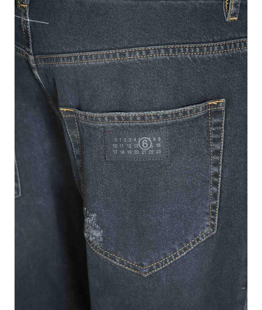 MM6 MAISON MARGIELA Черные хлопковые прямые джинсы, фото 3