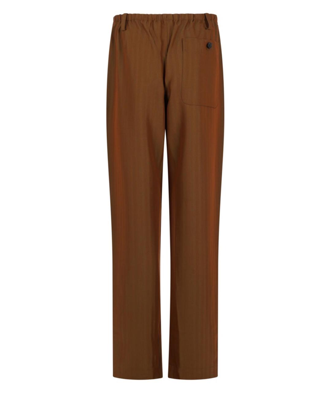 DRIES VAN NOTEN Коричневые шерстяные повседневные брюки, фото 3