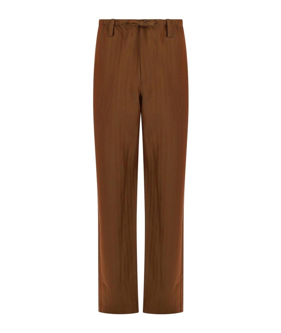 DRIES VAN NOTEN Коричневые шерстяные повседневные брюки, фото 1