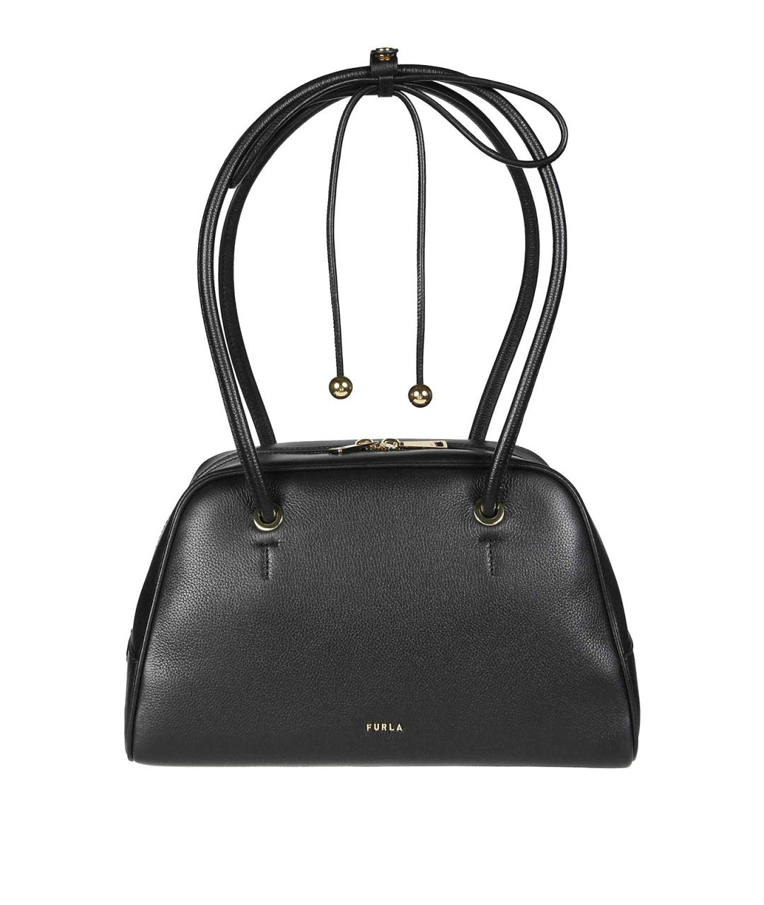 FURLA Черная кожаная сумка с короткими ручками, фото 1