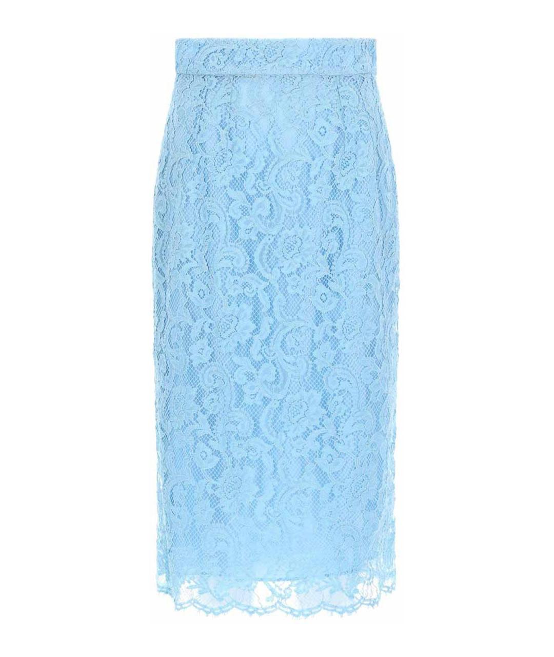 DOLCE&GABBANA Голубая хлопковая юбка миди, фото 1