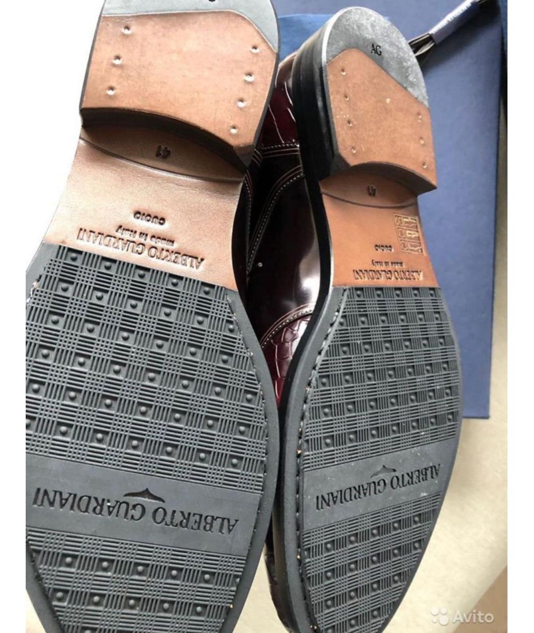 ALBERTO GUARDIANI Бордовые кожаные туфли, фото 5