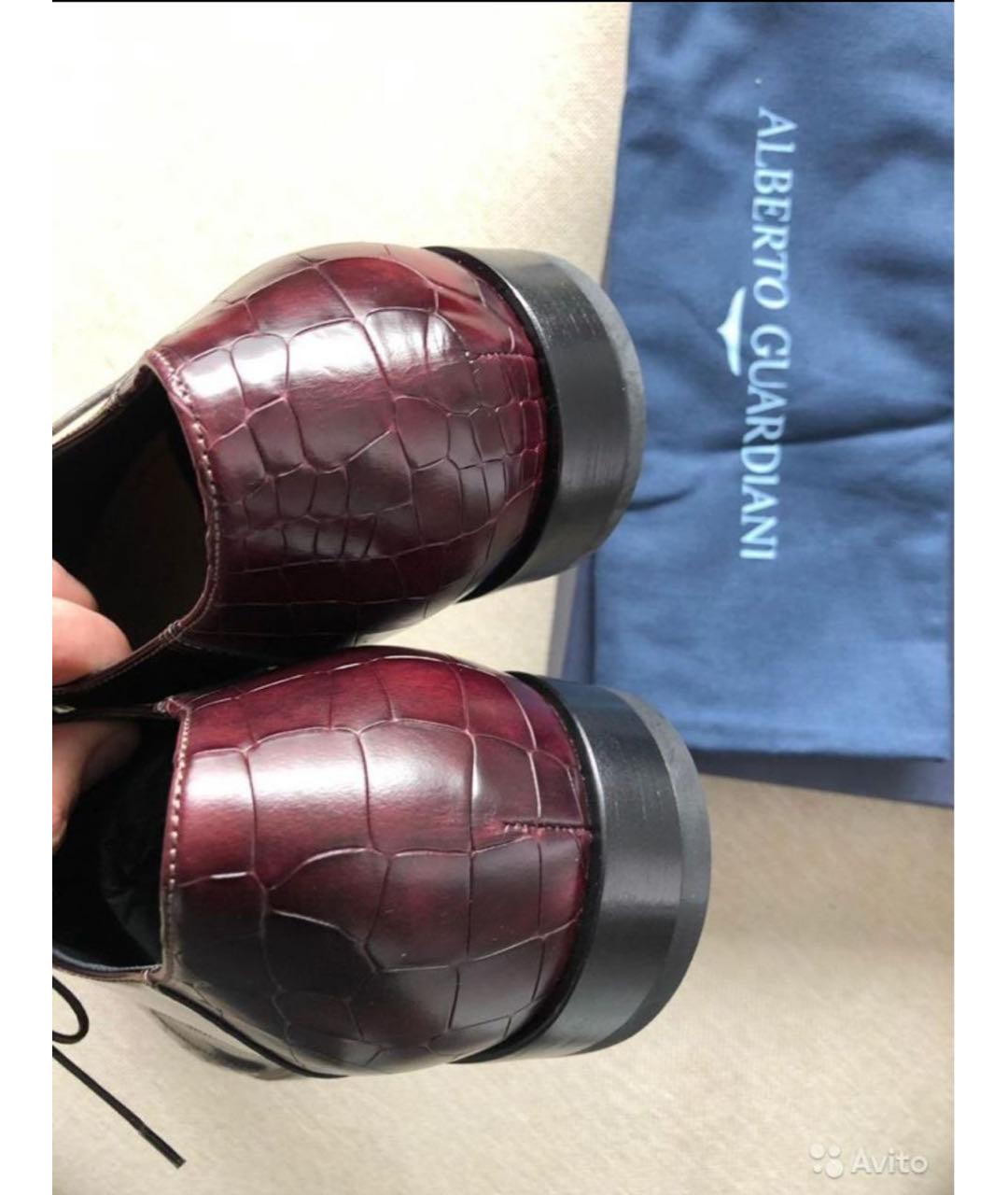 ALBERTO GUARDIANI Бордовые кожаные туфли, фото 7