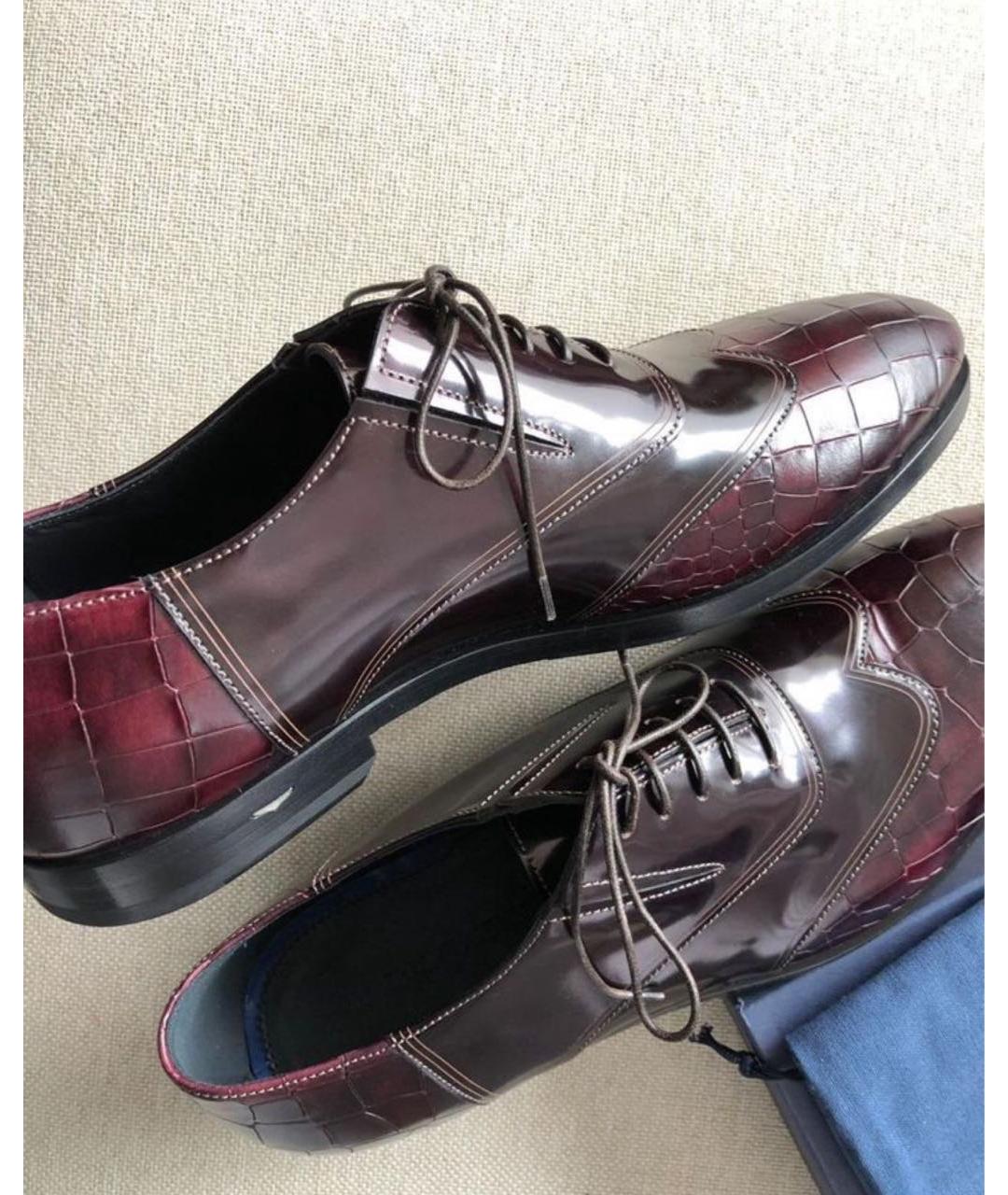 ALBERTO GUARDIANI Бордовые кожаные туфли, фото 4