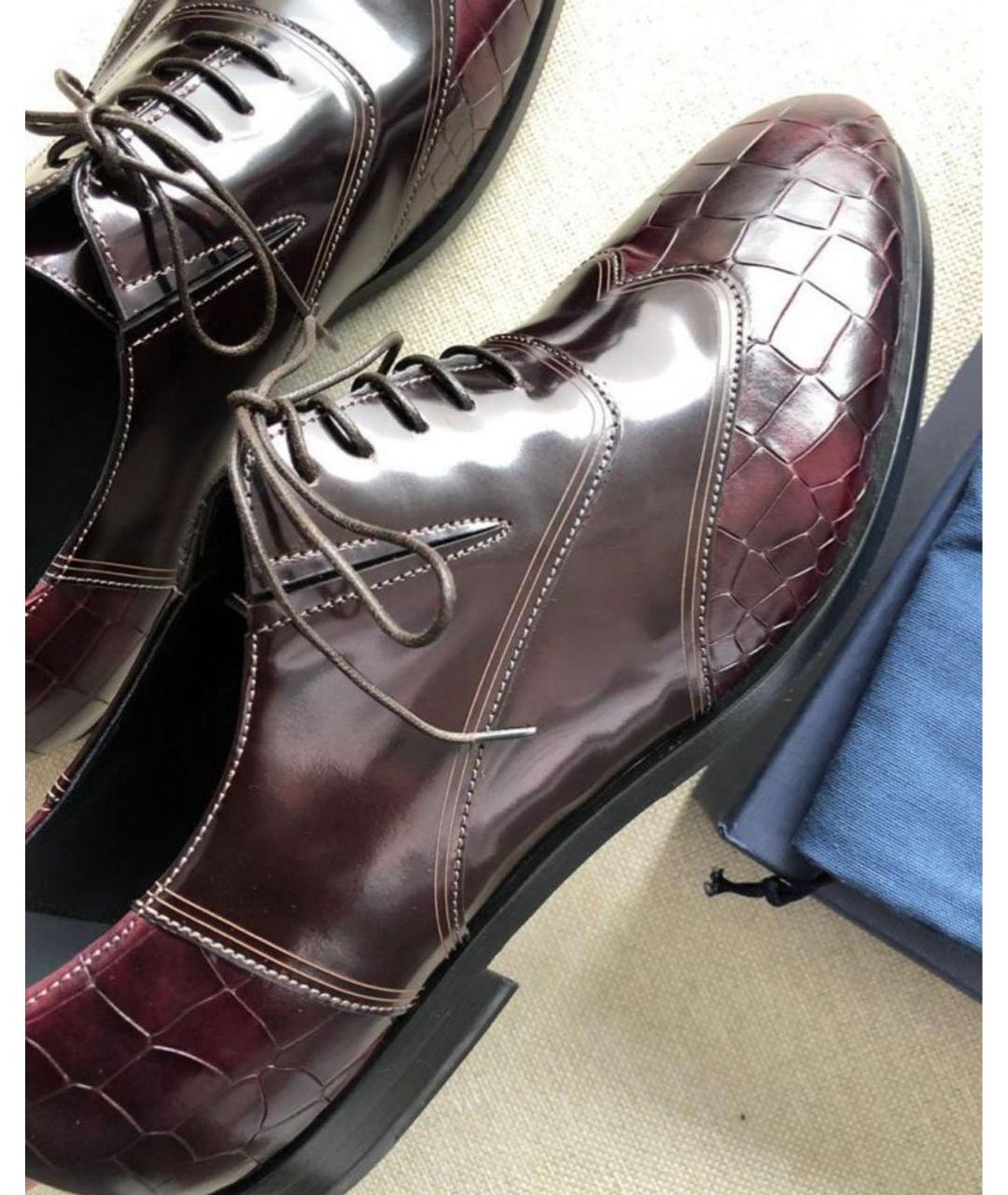 ALBERTO GUARDIANI Бордовые кожаные туфли, фото 3