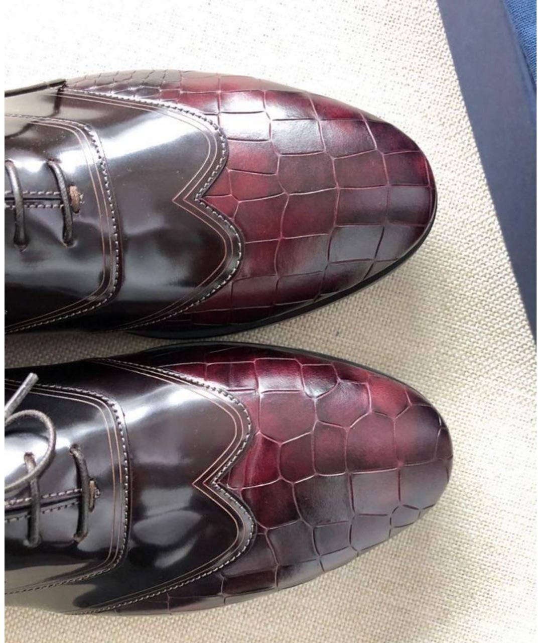 ALBERTO GUARDIANI Бордовые кожаные туфли, фото 2