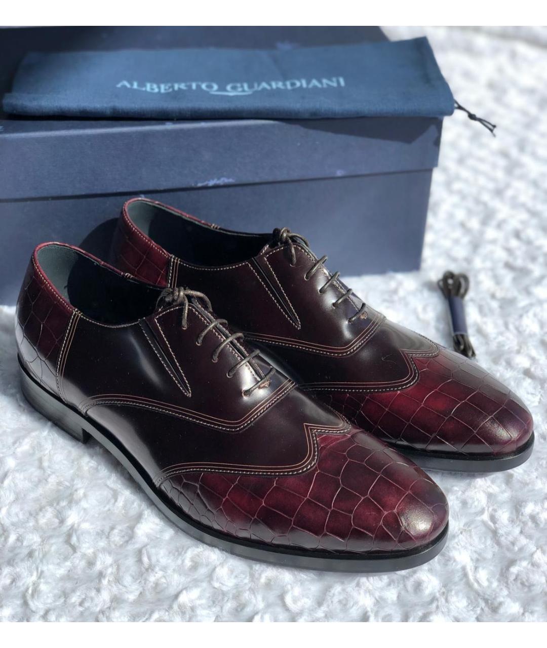 ALBERTO GUARDIANI Бордовые кожаные туфли, фото 9