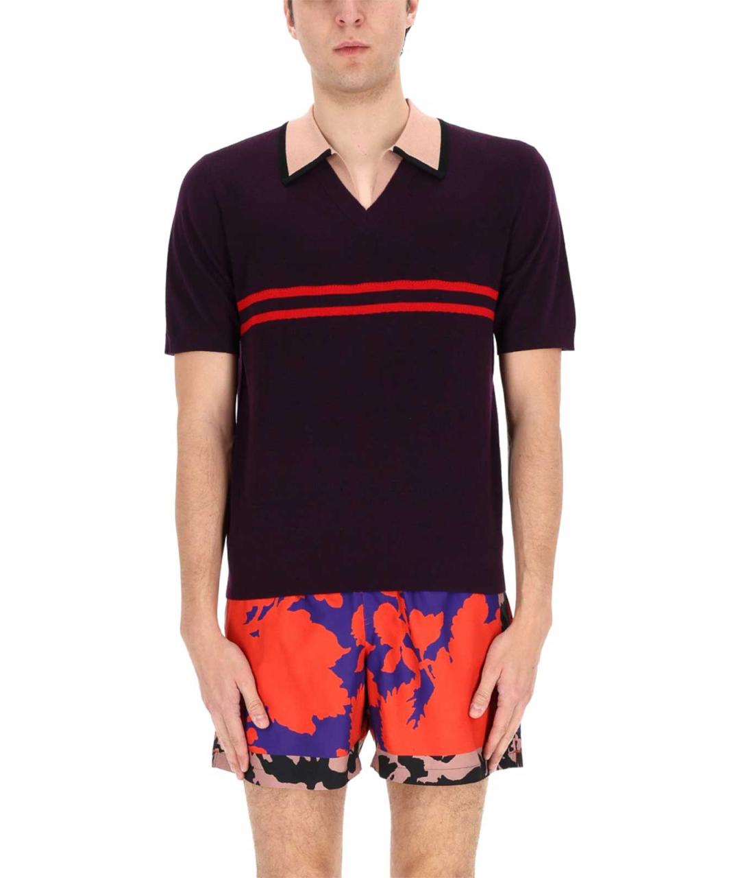 DRIES VAN NOTEN Фиолетовое хлопковое поло с коротким рукавом, фото 4