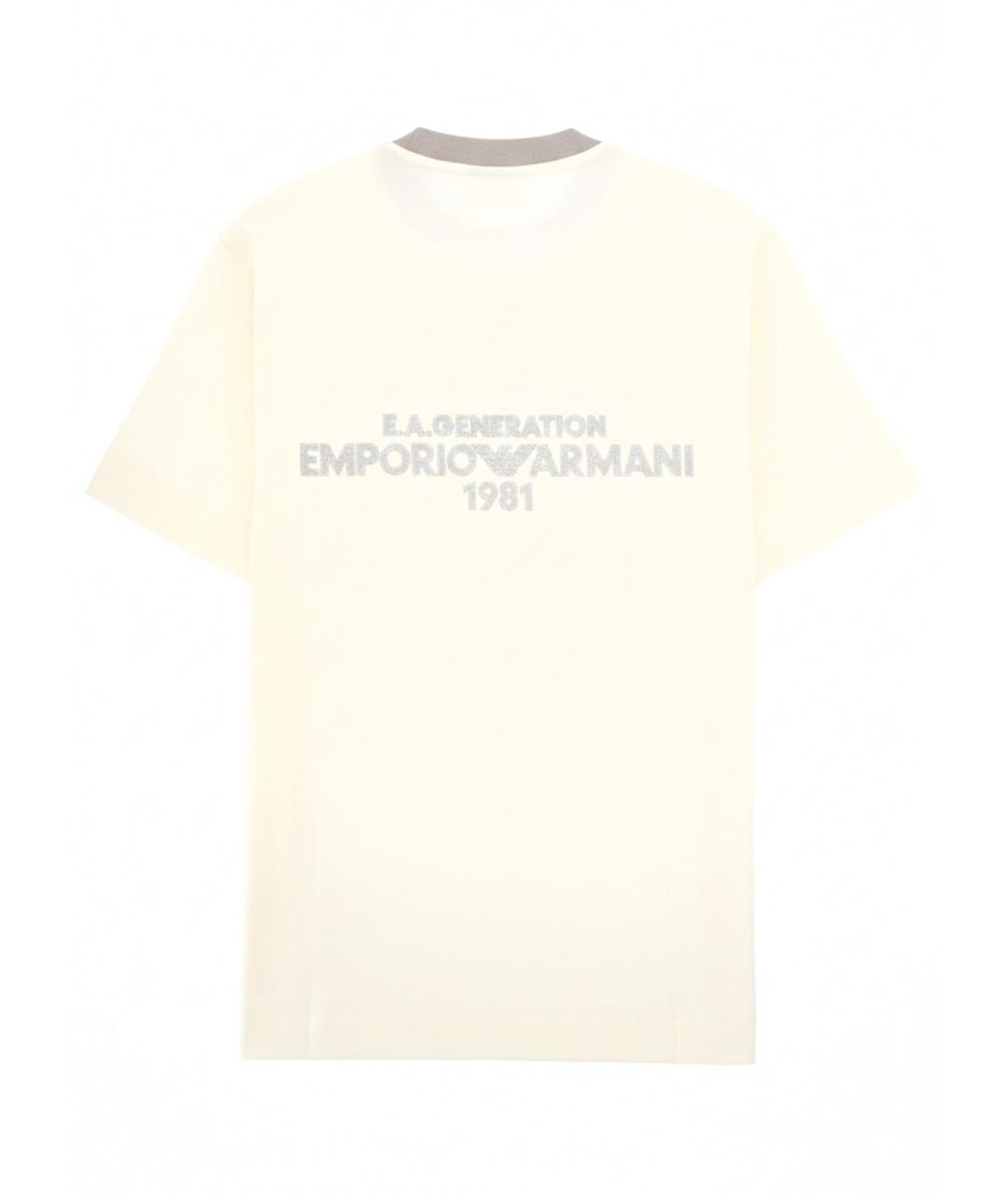 EMPORIO ARMANI Белая хлопковая футболка, фото 2