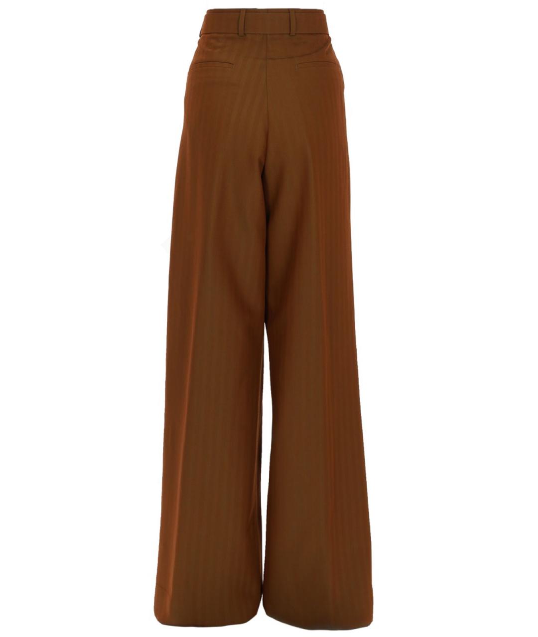 DRIES VAN NOTEN Коричневые шерстяные прямые брюки, фото 3