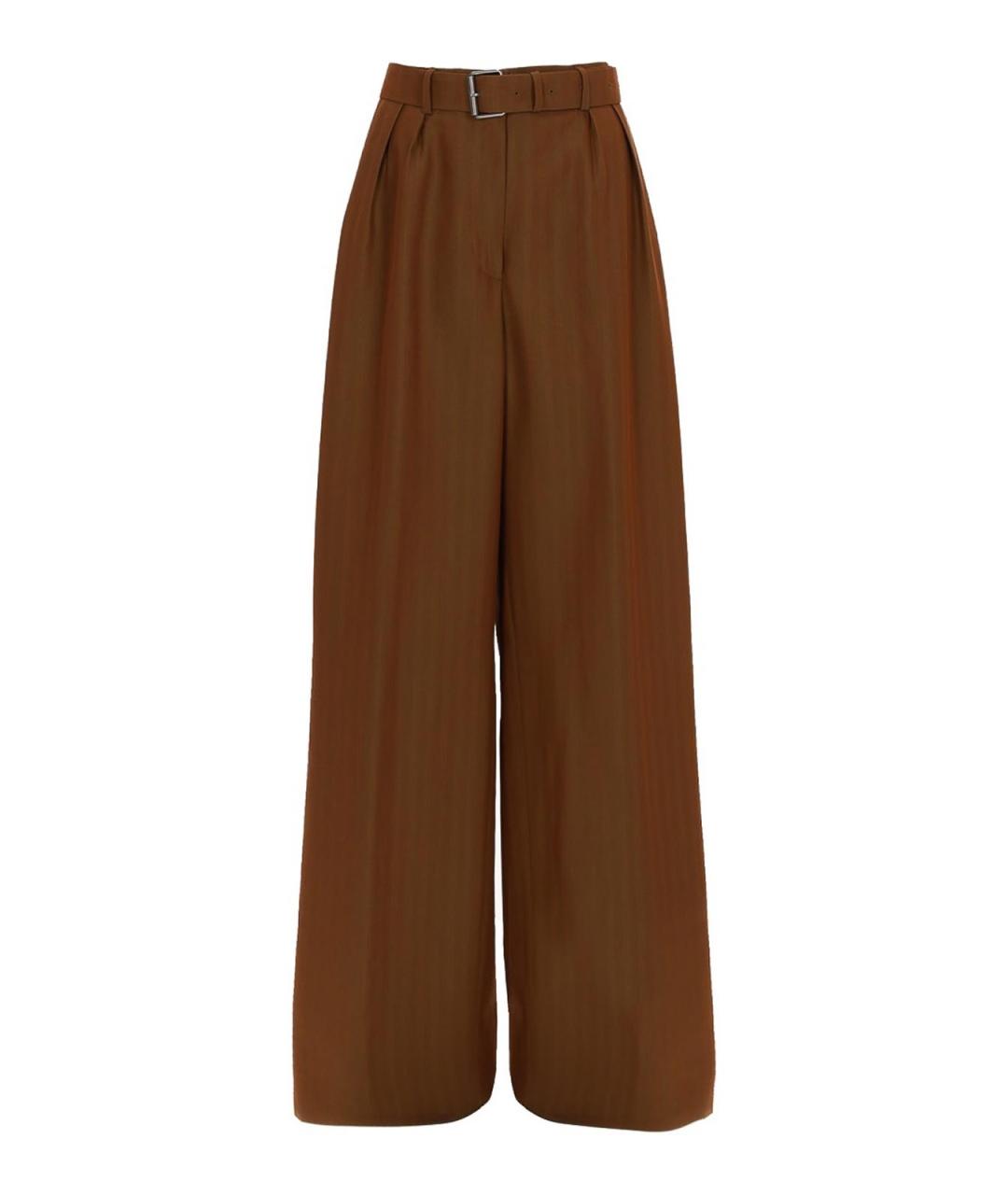DRIES VAN NOTEN Коричневые шерстяные прямые брюки, фото 1