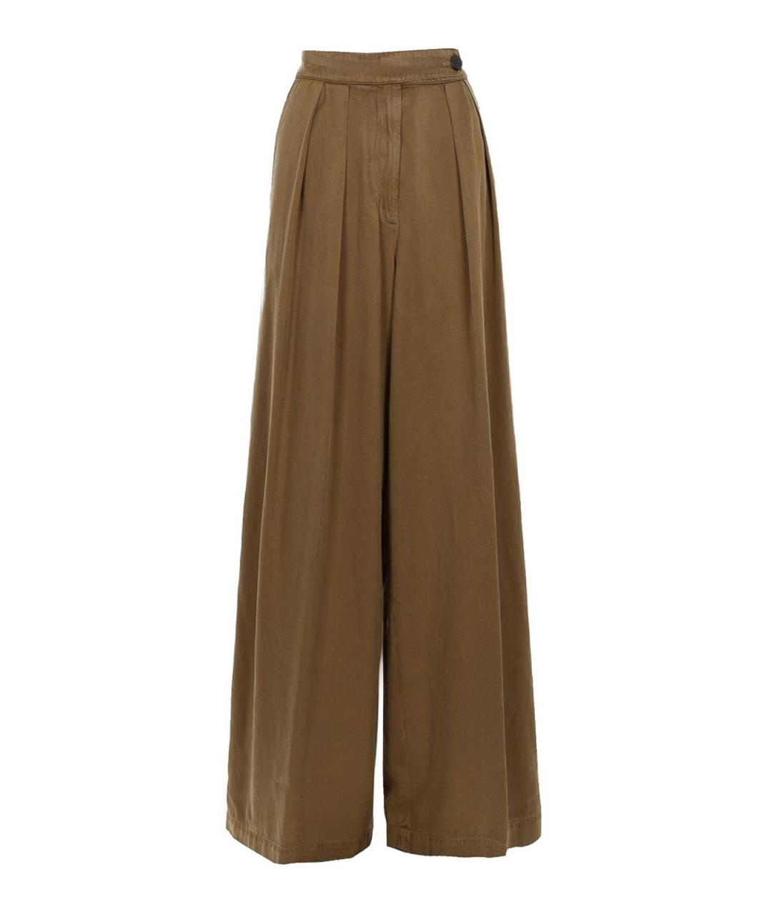 DRIES VAN NOTEN Коричневые хлопковые прямые брюки, фото 1