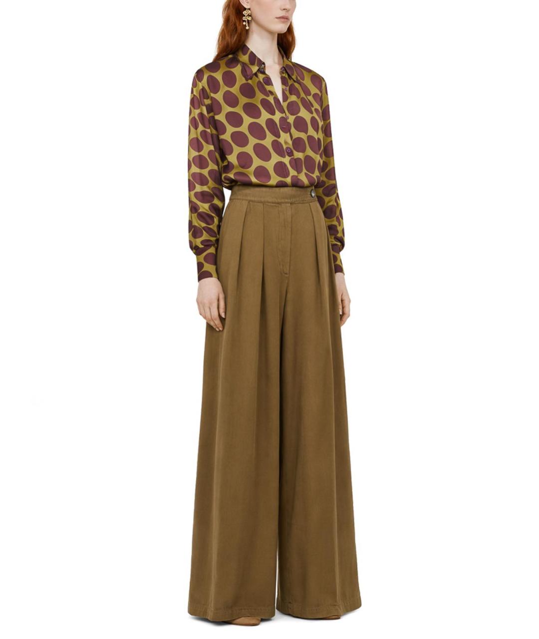 DRIES VAN NOTEN Коричневые хлопковые прямые брюки, фото 2