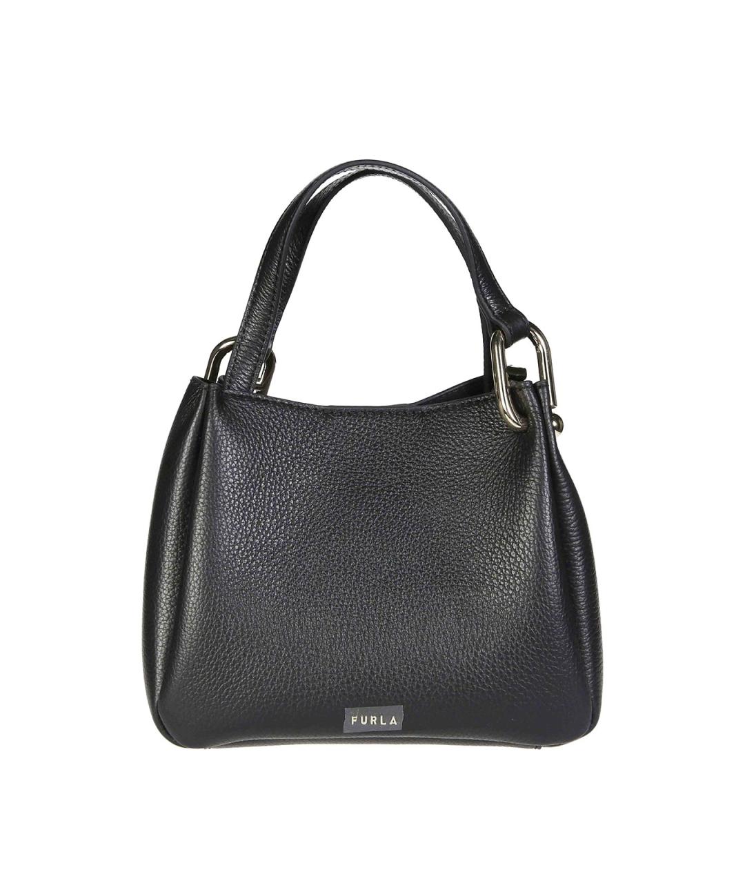FURLA Черная кожаная сумка с короткими ручками, фото 1