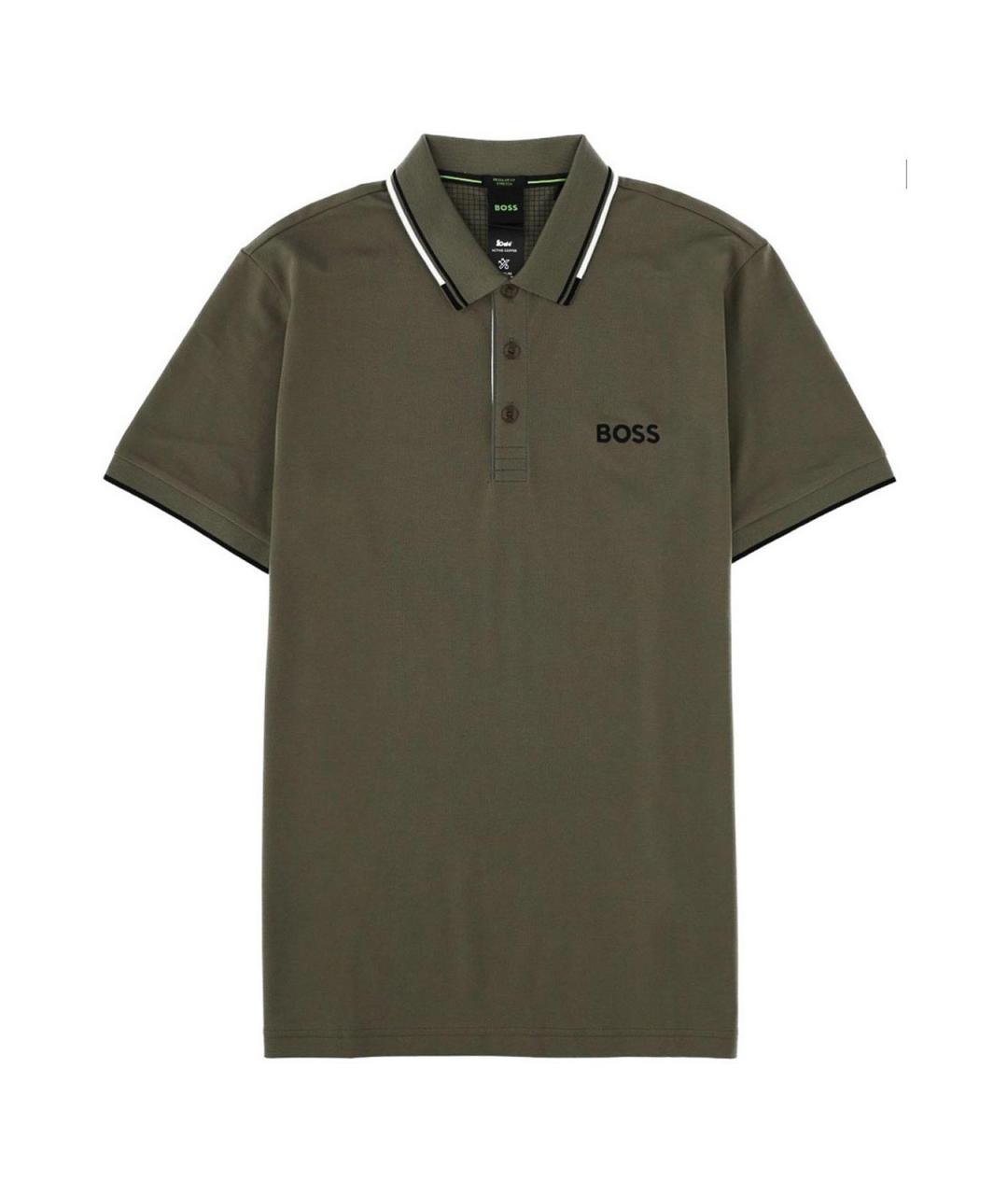 HUGO BOSS Бежевое хлопковое поло с коротким рукавом, фото 1