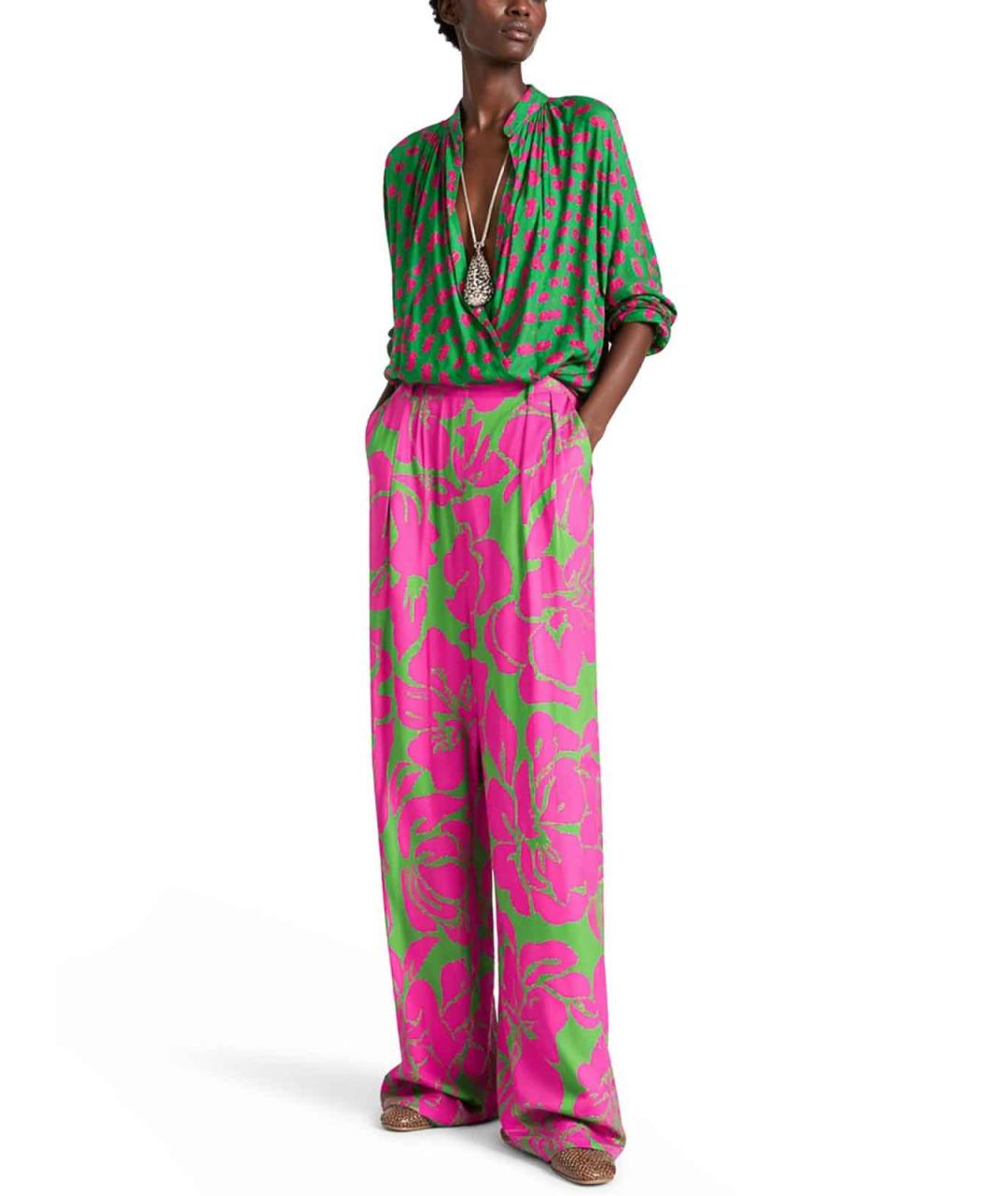 DRIES VAN NOTEN Мульти вискозные брюки широкие, фото 2