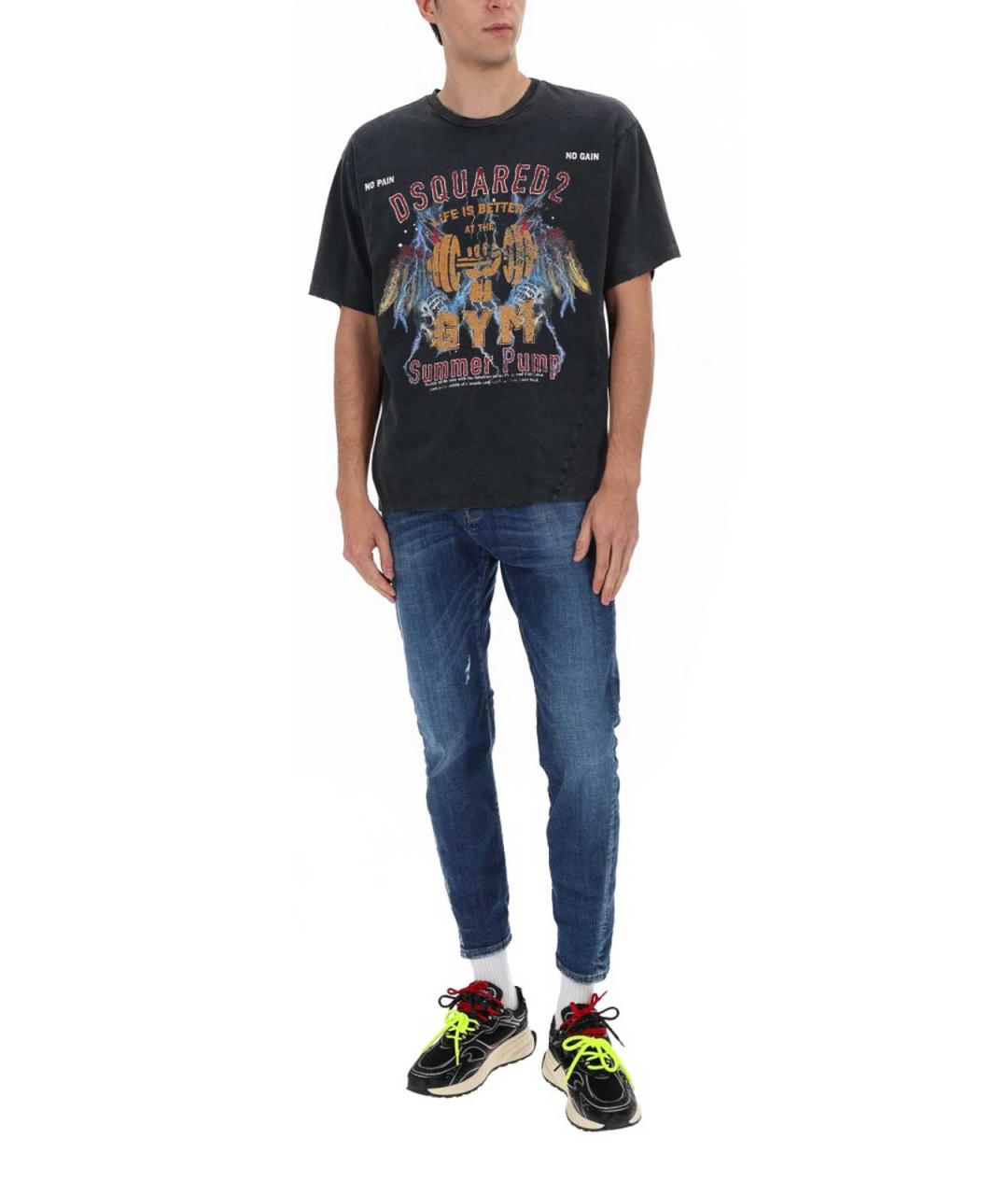 DSQUARED2 Синие хлопковые прямые джинсы, фото 3