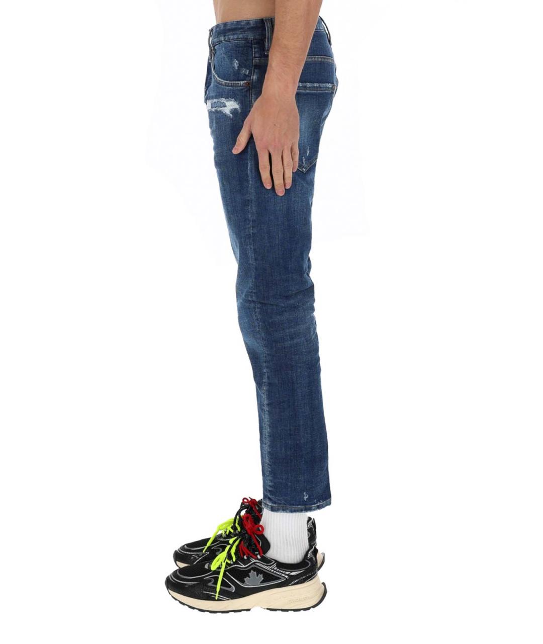 DSQUARED2 Синие хлопковые прямые джинсы, фото 4