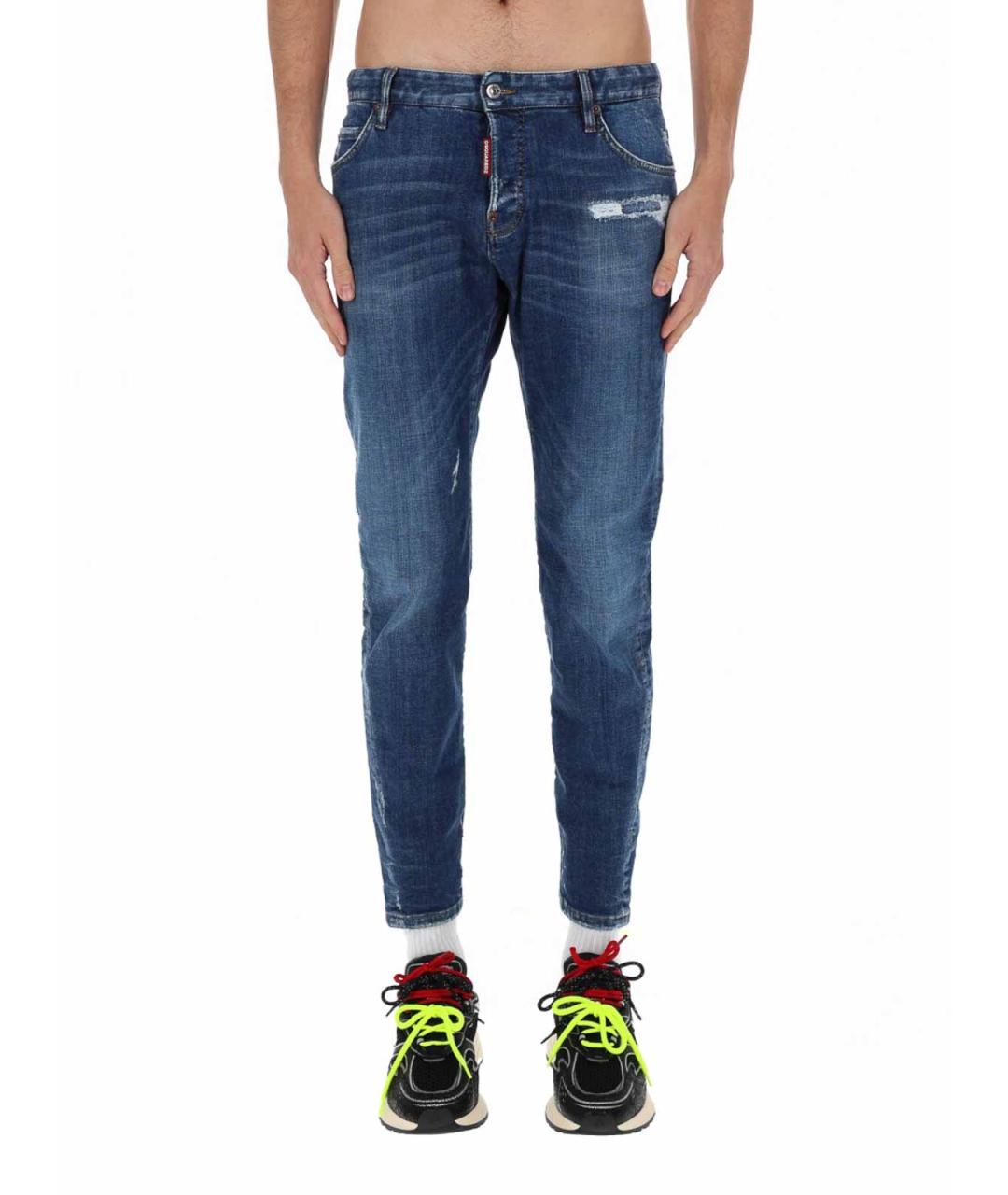 DSQUARED2 Синие хлопковые прямые джинсы, фото 6