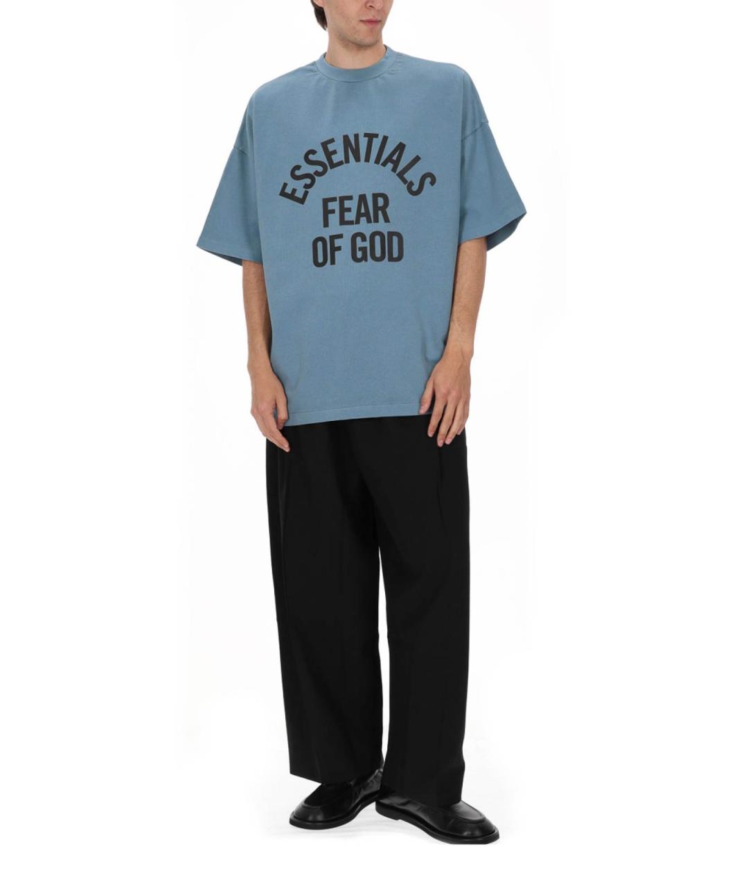 FEAR OF GOD Голубая хлопковая футболка, фото 2