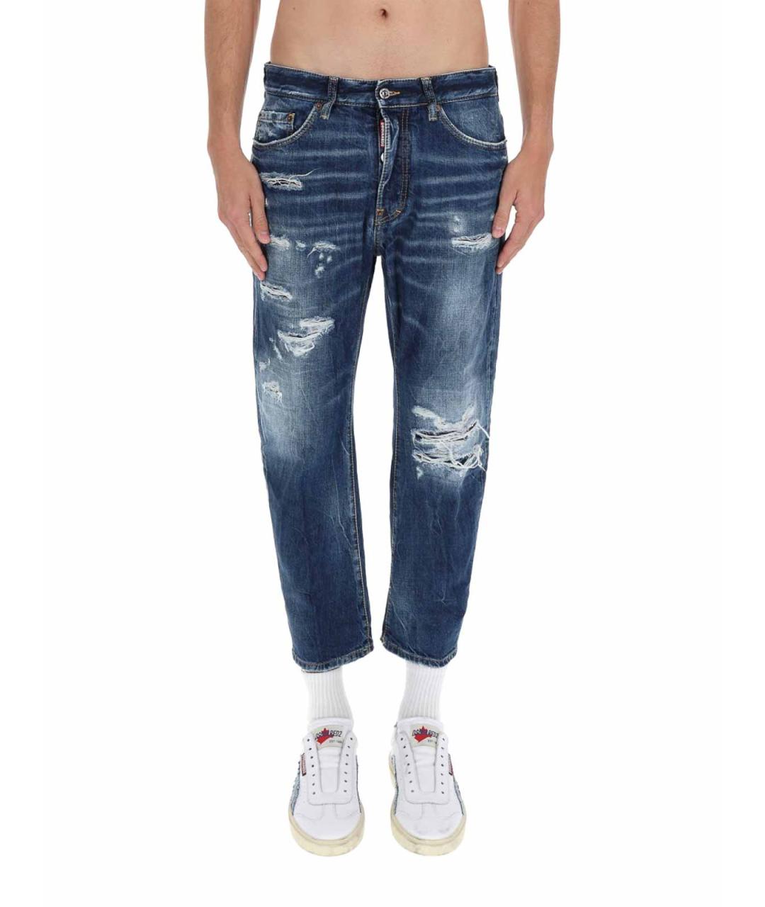 DSQUARED2 Синие хлопковые прямые джинсы, фото 6