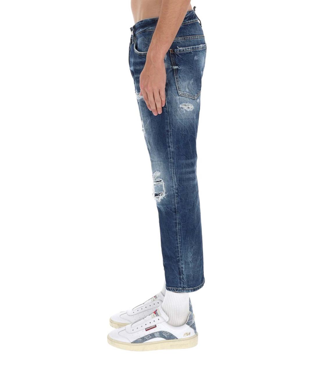 DSQUARED2 Синие хлопковые прямые джинсы, фото 4