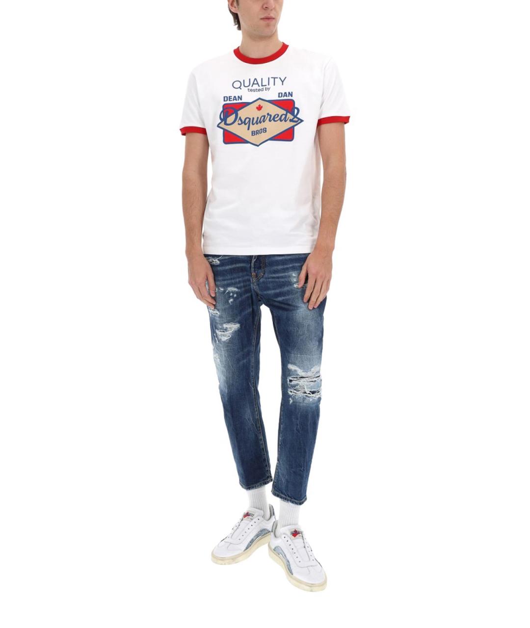 DSQUARED2 Синие хлопковые прямые джинсы, фото 2