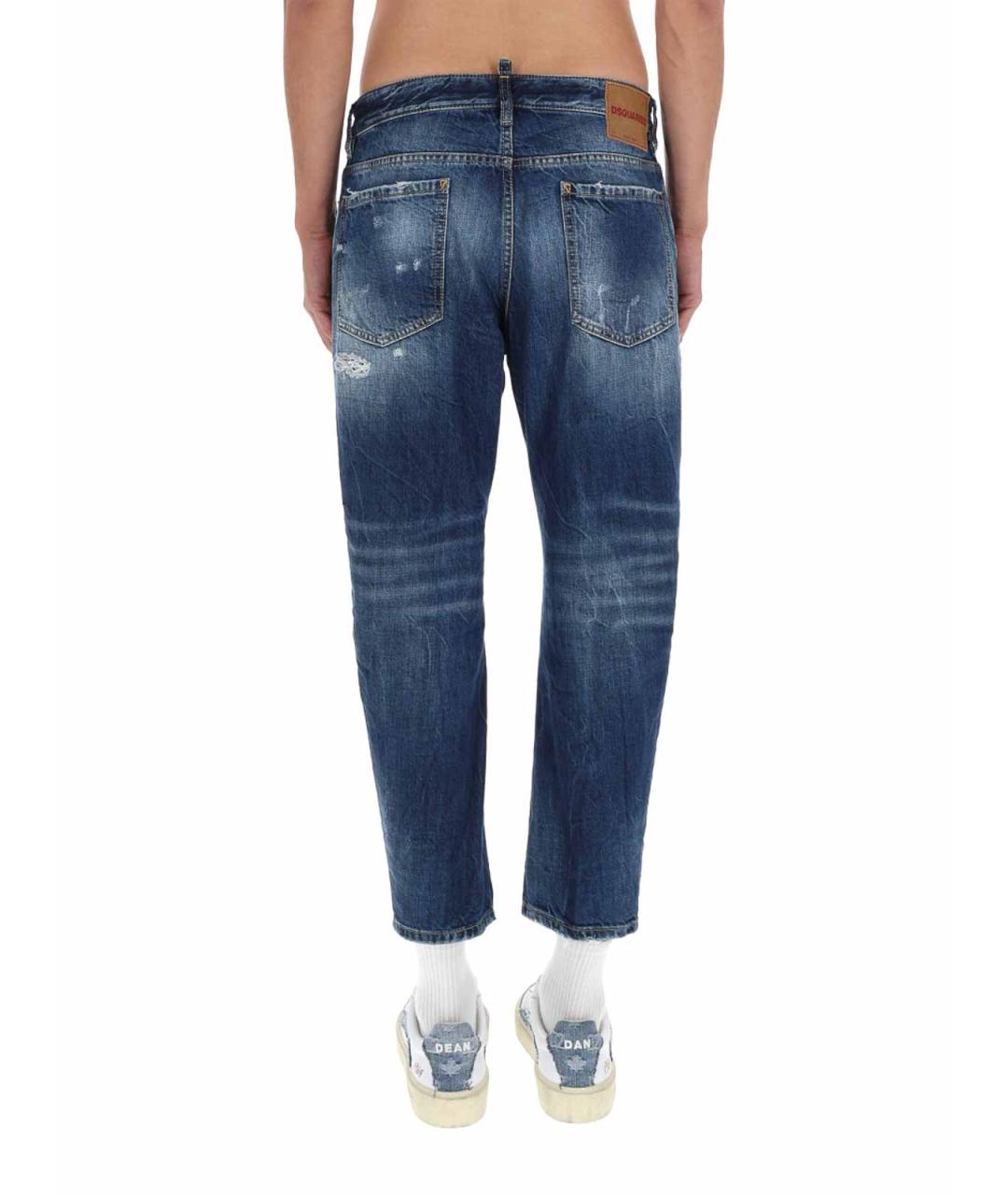 DSQUARED2 Синие хлопковые прямые джинсы, фото 5