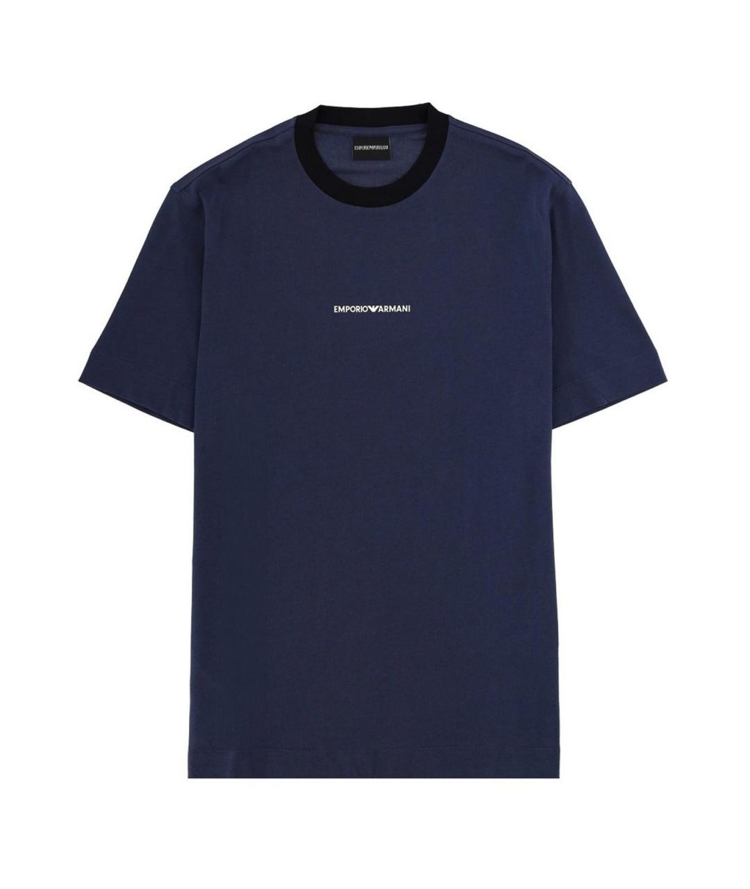 EMPORIO ARMANI Синяя хлопковая футболка, фото 1