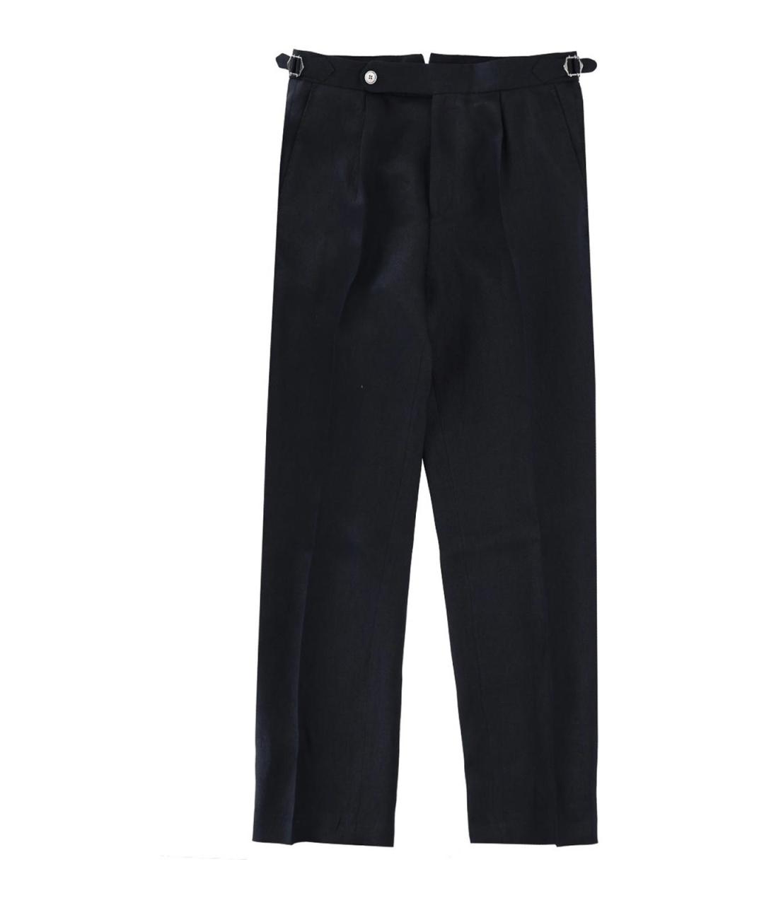 HUGO BOSS Синие льняные классические брюки, фото 1