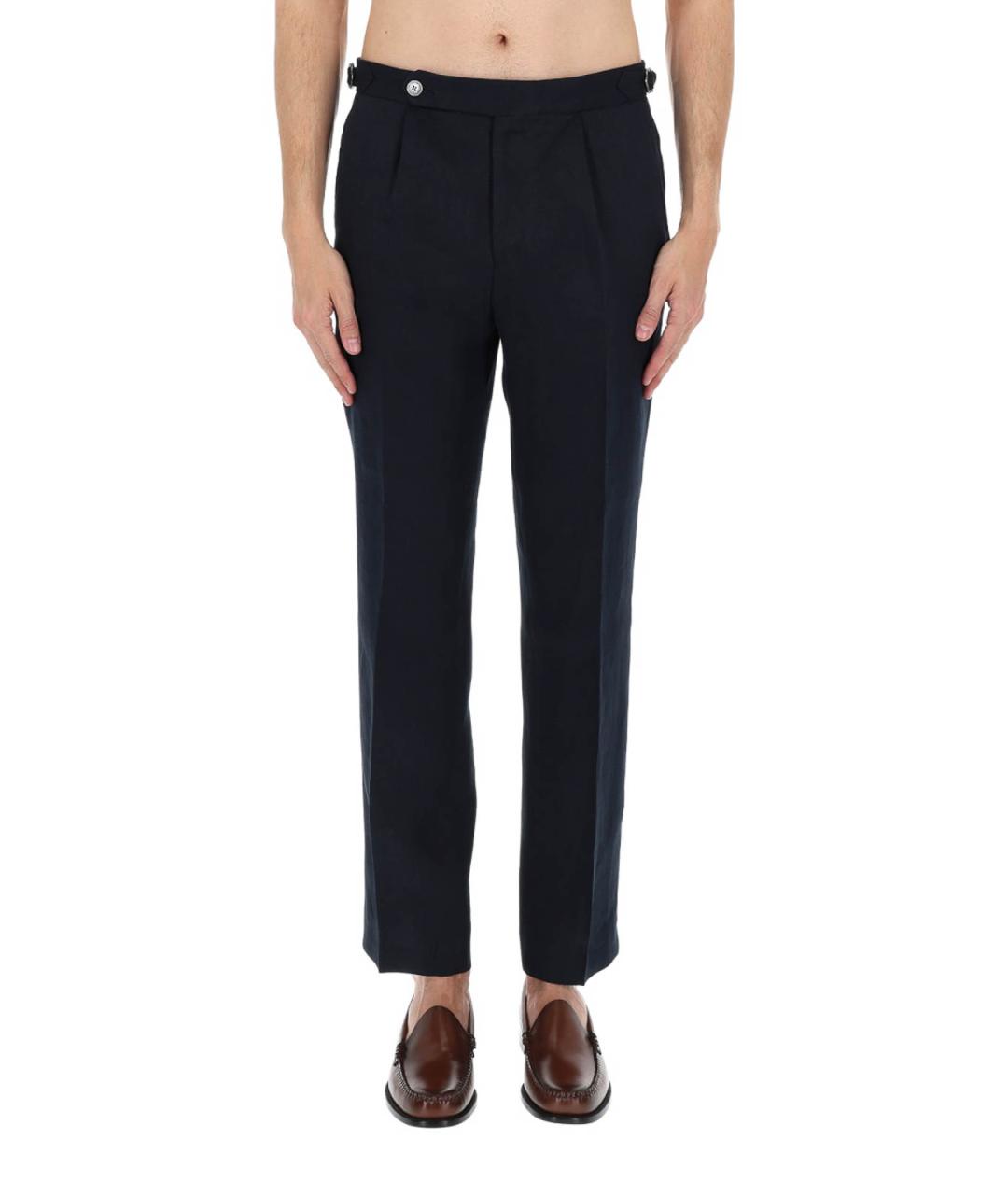 HUGO BOSS Синие льняные классические брюки, фото 6