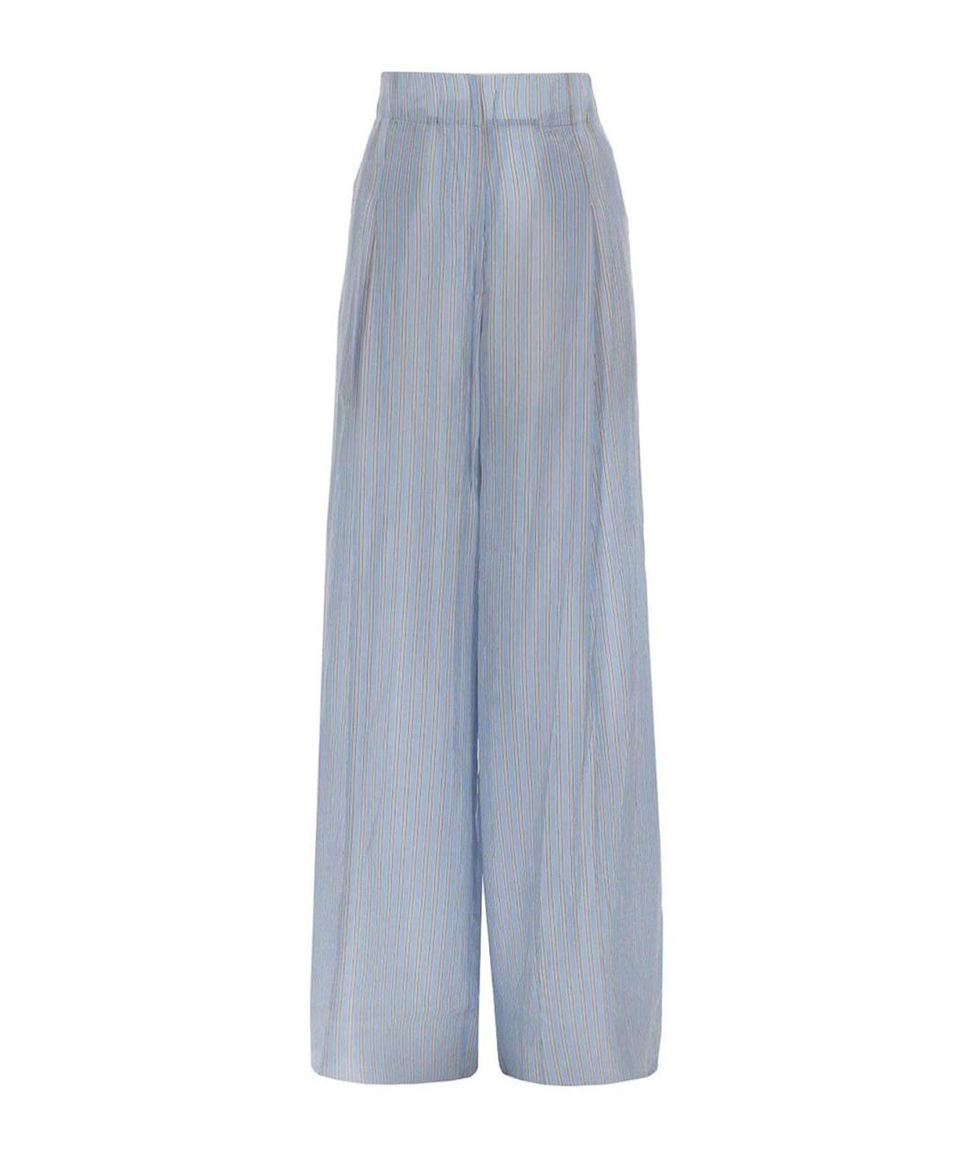 DRIES VAN NOTEN Голубые вискозные брюки широкие, фото 1
