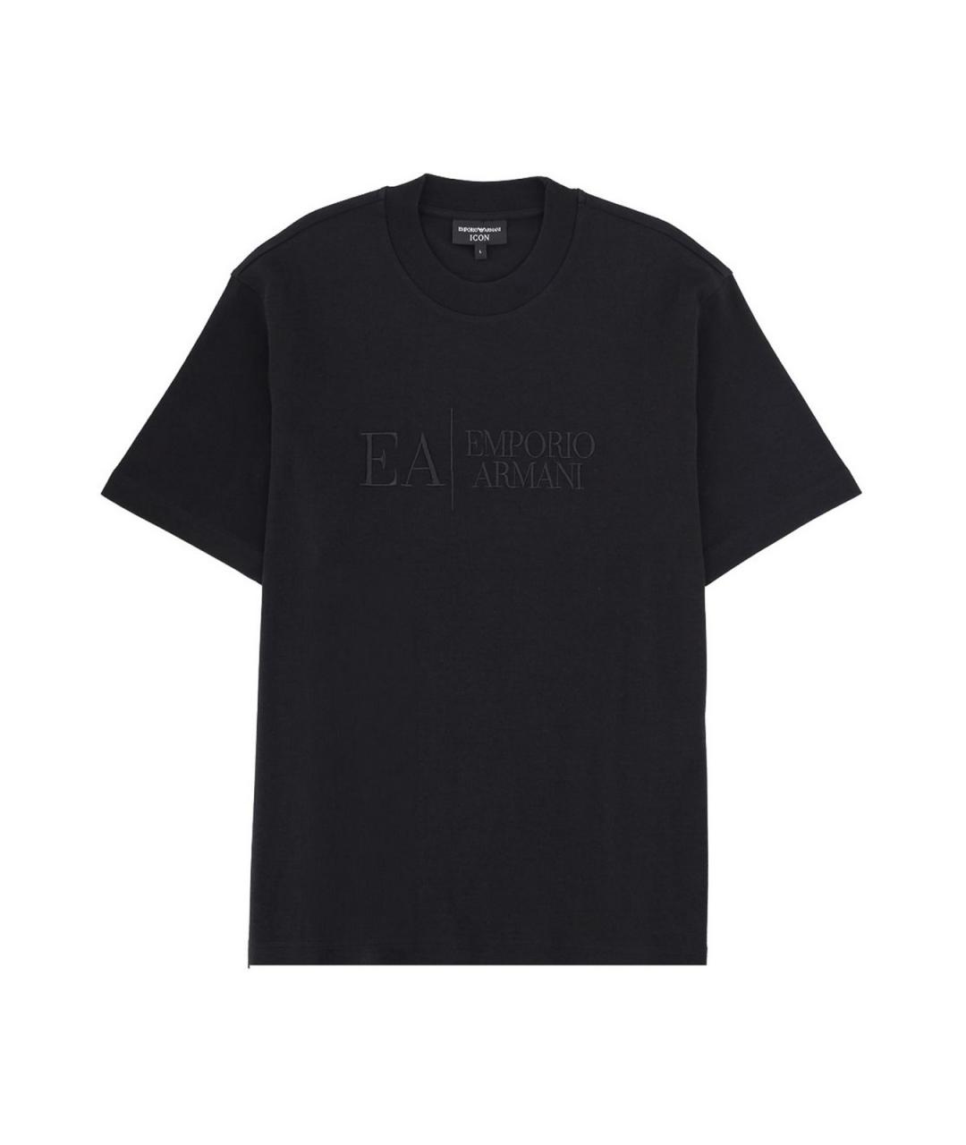 EMPORIO ARMANI Черная хлопковая футболка, фото 1