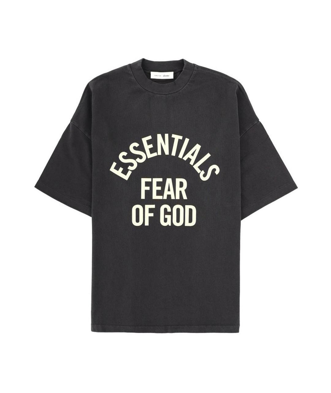 FEAR OF GOD Антрацитовая хлопковая футболка, фото 1